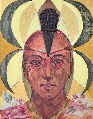 Bruno Ceccobelli, 'Tempio in tempie' - Bruno Ceccobelli 'Tempio in tempie' Olio e collage su 