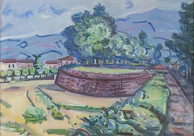 Moses Levy, 'Le mura di Lucca', Anni 60 - Moses Levy 'Le mura di Lucca' Olio su tela riportato su 