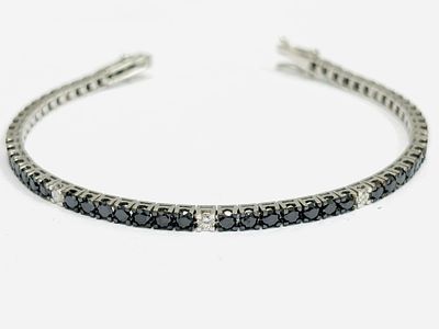Gioielleria Corvino - Bracciale tennis Oro bianco & nero 750% 18 KT Diamanti 6.50 carati made in 
