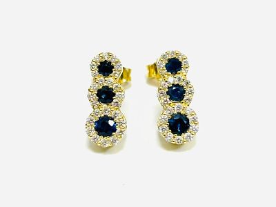 Gioielleria Corvino - Orecchini trilogy magic con zaffiri e diamanti 2.85 carati totali in oro 