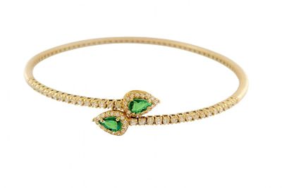 Gioielleria Corvino - Bracciale contrari&egrave; con Smeraldi & Diamanti in oro giallo 18 KT 750 % 3.31 