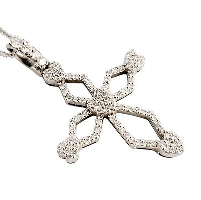 Gioielleria Corvino - Collana con croce diamanti bianchi 1.77 carati in oro bianco 18 KT 750% made 