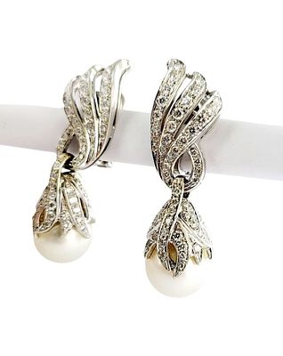 Gioielleria Corvino - Esclusivi orecchini con perle 3.22 carati in oro bianco 750% 18 KT made in italy