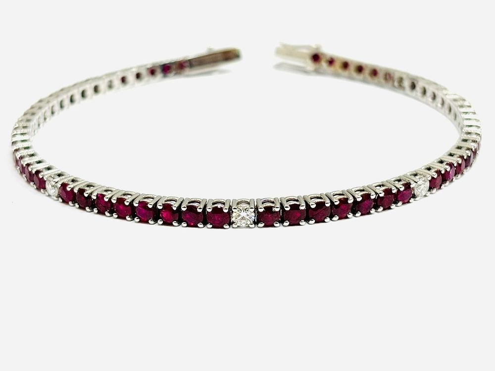 Gioielleria Corvino - Bracciale tennis firmato Astralia Diamanti & Rubini 11.80 carati in oro 