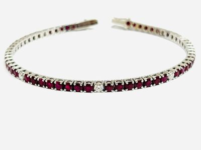 Gioielleria Corvino - Bracciale tennis firmato Astralia Diamanti & Rubini 11.80 carati in oro 