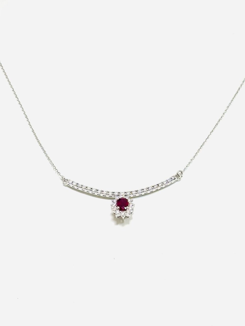 Gioielleria Corvino - Collana con pendente sorriso con rubini e diamanti 2.45 carati in oro bianco 