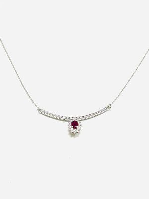 Gioielleria Corvino - Collana con pendente sorriso con rubini e diamanti 2.45 carati in oro bianco 