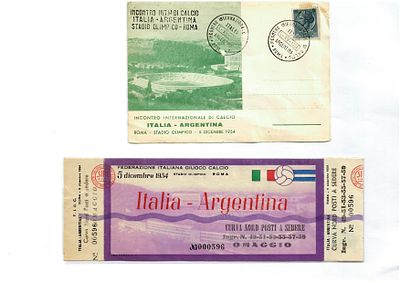 CANCELLATION TICKET AND POSTCARD ITALY - ARGENTINA 05.12.1954. Extremely rare and unobtainable! 