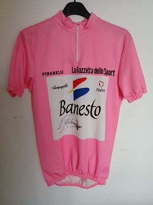CYCLING - MIGUEL INDURAIN SIGNED PINK JERSEY. Miguel Indurain Larraya (Villava, 16 July 1964) is 