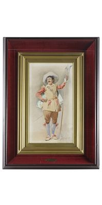 Salvatore Postiglione
(Napoli 1861 - Napoli 1906) - Moschettiere con alabarda. Dipinto acquerello 
