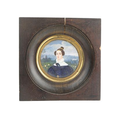 Due miniature di nobildonne. Due miniature su carta raffiguranti nobildonneUn ritratto di 