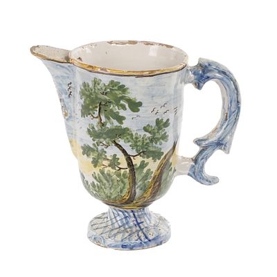 Brocca con paesaggio. Brocca Castelli decorata con paesaggio