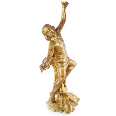 Scultura lignea dorata - Centro Italia - Fine XVII inizi XVIII secolo. Scultura maschile 