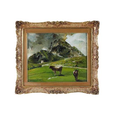 Mario Pobbiati
(Milano 1887 - Milano 1956) - Passo Falzarego. Dipinto olio su tavola raffigurante 