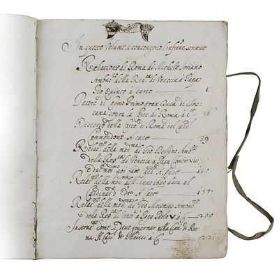 Relazioni della Corte di Roma - Manoscritto Miscellaneo. Importante volume manoscritto cartaceo 