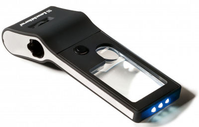 Magnifying glass with 3 lenses - x15, x10 and x3 with auxiliary light for coins and banknotes 