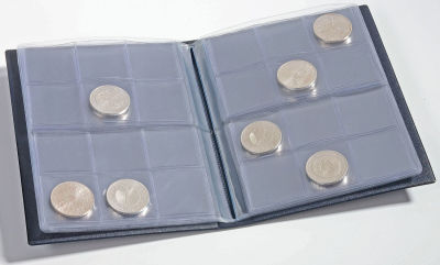 Handy pocket album for 96 Coins, Leuchtturm, New. Coin wallet containing 8 sheets,  each with 
