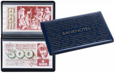 Handy pocket album for large banknotes, Leuchtturm, New. Banknotes size up to 210 x 125 mm.  