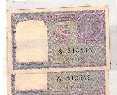 A-5 1 RS ( 2 PCS ) 1951 H M PATEL S NO 810542-810543 UNC