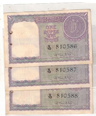 A-5 1 RS ( 3 PCS ) 1951 H M PATEL S NO 810586-587-588 UNC