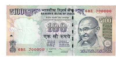 100 RS UNC FANCY NUMBER 70000 D SUBHARIO