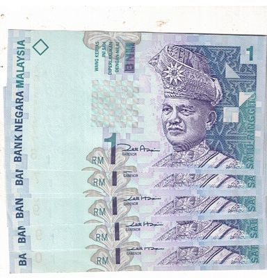 1 RINGGIT MALAYSIA UNC ( 10 NOTE) SAME BUNDEL SN 1998