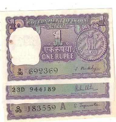 1 RS BIG COIN NOTE ALL UNC DIFFERENT GOVERNER