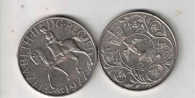 UNITED KINGDOM 25 NEW PENCE ELIZABETHII SILVER JUBILEE 1977 COIN