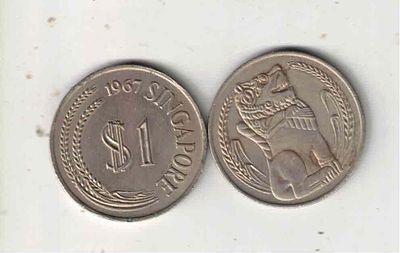 SINGAPOUR 1 DOLLAR COIN XF 1967