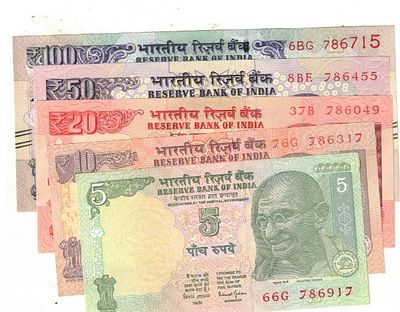 5 RS 10 RS 20 RS 50 RS AND 100 RS STARTNIG AND ENDING HOLLY NUMBER UNC ( 10 PCS)