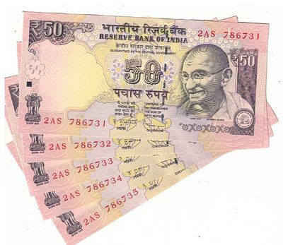 50 RS ( 5 PCS ) SATRTING HOLLY NUMBER 786731 TO 786735 GEM UNC