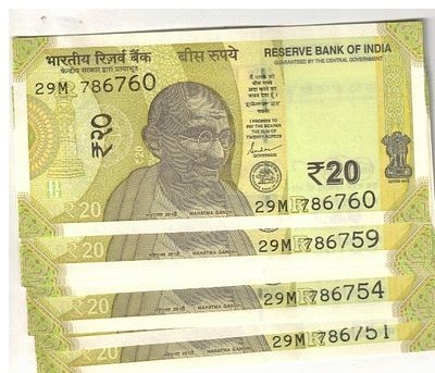 20 RS ( 10 NOTE ) STARTING HOLLY NUMBER S NO 786751 TO 786760 GEM UNC