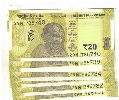 20 RS ( 10 NOTE ) STARTING HOLLY NUMBER S NO 786731 TO 786740 GEM UNC