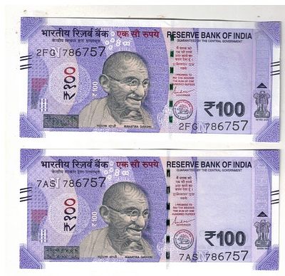 100 RS ( 2 PCS ) GEM UNC STARTING HOLLY NUMBER 786757 JODI