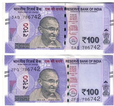 100 RS ( 2 PCS ) GEM UNC STARTING HOLLY NUMBER 786742 JODI