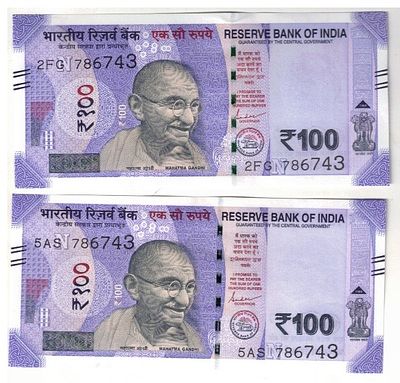 100 RS ( 2 PCS ) GEM UNC STARTING HOLLY NUMBER 786743 JODI