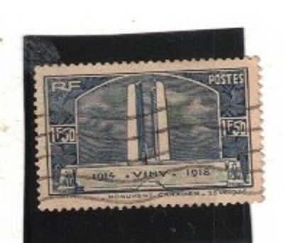 FRANCE STAMPS SCOOT #312 CANADIAN WAR MEMORIAL AT VIMY RIDGE 1936 USED