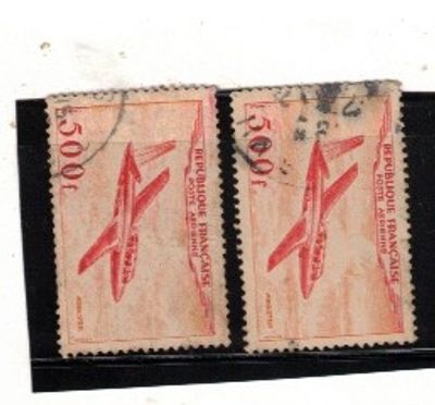 FRANCE 1949 ( 2 STAMPS USED ) SG 1058 500 F MARSEILLES AIR MAIL