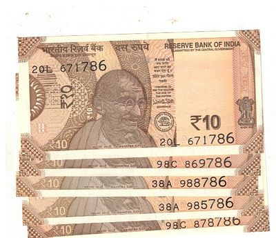 10 RS NEW ENDING HOLLY NUMBER ***786 ( 100 PCS UNC)