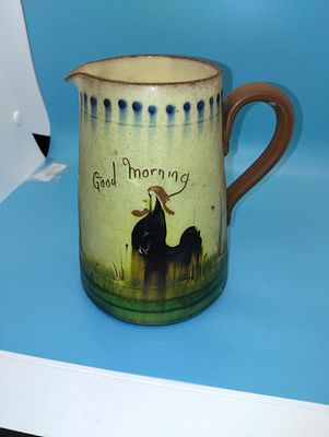 LARGE SLOGAN COCKERAL MILK JUG