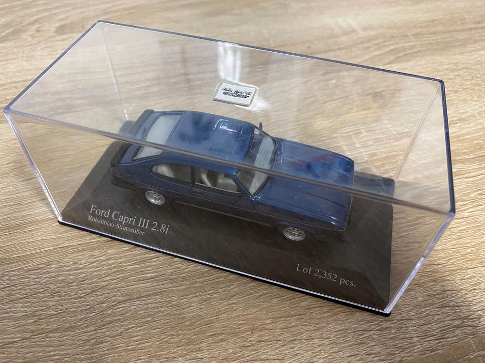 Ford Capri Mk3 2.8i, Cobalt Blue / Silver Ltd Edition Cased and Boxed. Ford Capri Mk3 2.8i 