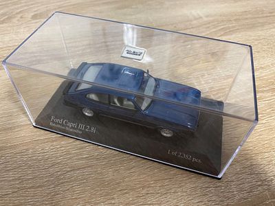 Ford Capri Mk3 2.8i, Cobalt Blue / Silver Ltd Edition Cased and Boxed. Ford Capri Mk3 2.8i 