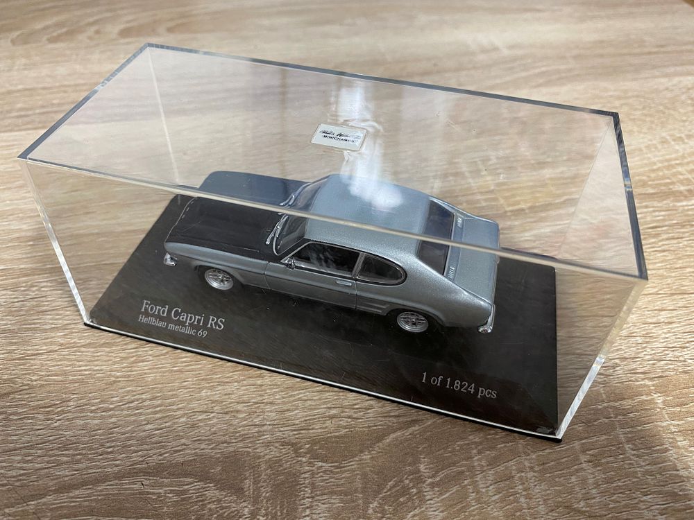 1972 FORD CAPRI RS2600 LIGHT BLUE METALIC - 1/43 SCALE MODEL CAR CASED AND BOXED