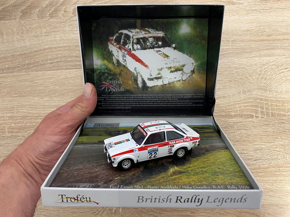BOXED TROFEU BRITISH RALLY LEGENDS FORD ESCORT MK 2 RAC RALLY 1976 LTD EDITION COMPLETE WITH 