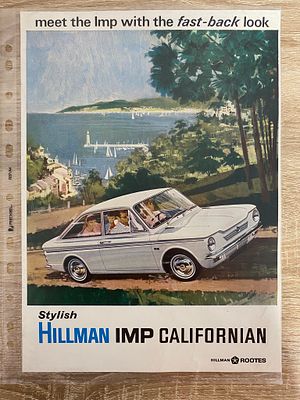 ORIGINAL VINTAGE HILLMAN IMP CALIFORNIAN BROCHURE IN A4 COVER