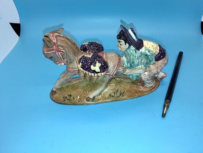 VERY RARE EARLY BESWICK GRAPE PICKER WITH DONKEY AND CART LOVELY CONDITION