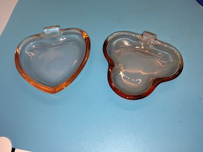 LOVELY PAIR OF Bridge Ashtrays Amber Coloured