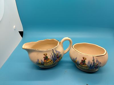VERY NICE HANLEY SANDLAND WARE SUGAR AND CREAM