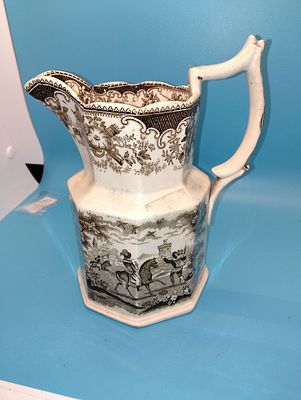 VERY NICE ANTIQUE J.J & CO FALCON SCENIC MILK JUG. VERY NICE ANTIQUE J.J &amp; CO FALCON SCENIC 