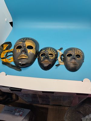 FANTASTIC SET OF THREE BRASS MASKS